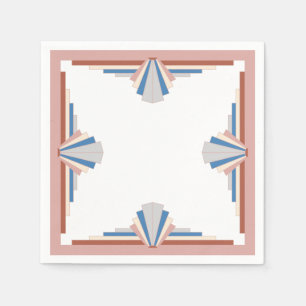Serviette En Papier Éléments Art déco en or rose & bleu12h