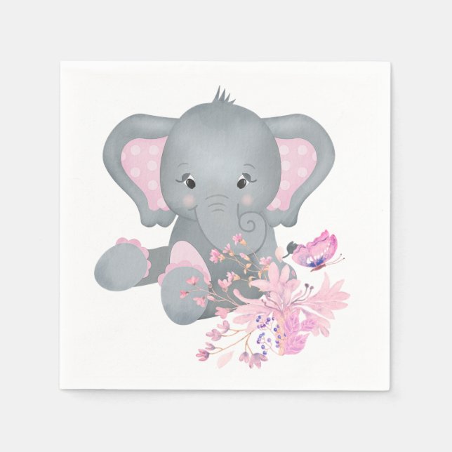 Serviette En Papier Eléphant à l'aquarelle mignonne (Devant)