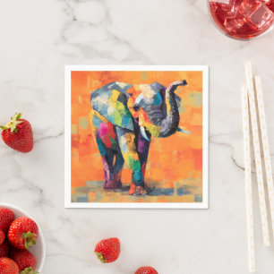 Serviette En Papier Eléphant arc-en-ciel Abstrait