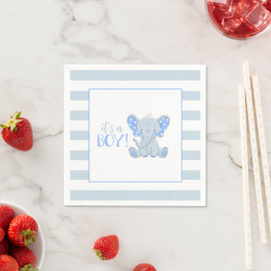 Serviette En Papier Eléphant Baby shower Napkin - C'est un garçon