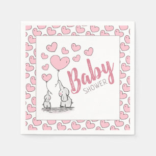 Serviette En Papier Elephant Hearts Baby shower Napkin