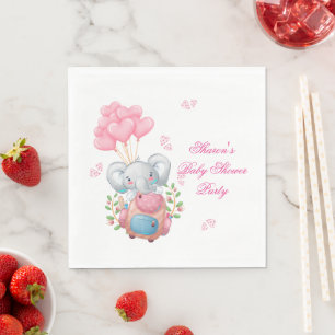 Serviette En Papier Eléphant mignon et Baby shower de ballon Papier Na