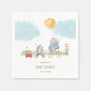 Serviette En Papier Eléphant mignon et Baby shower de hérisson