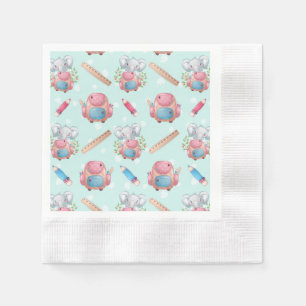Serviette En Papier Éléphant motif de rentrée scolaire