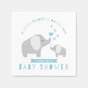 Serviette En Papier Eléphant Petit Arachide   BABY SHOWER   Bleu