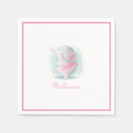 Serviette En Papier Eléphant Rose Ballerina Dancing Script Simple Cute