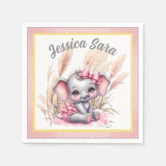 Serviette En Papier Eléphant rose doux - Sourires d'arachide