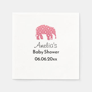 Serviette En Papier Eléphant Rose Personnalisé pour Baby Shower