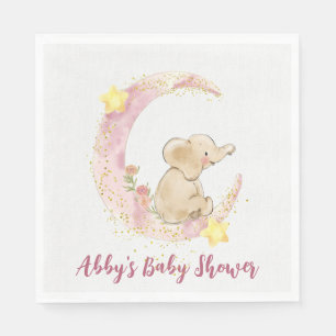 Serviette En Papier Eléphant sur une lune avec Parties scintillant