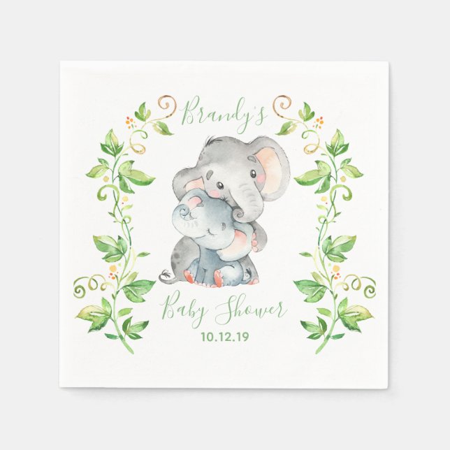 Serviette En Papier Elephant Zoo Jungle Animaux Baby shower (Devant)