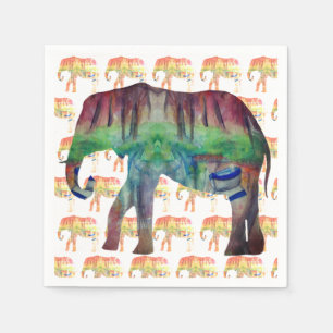 Serviette En Papier Éléphants d'aquarelle