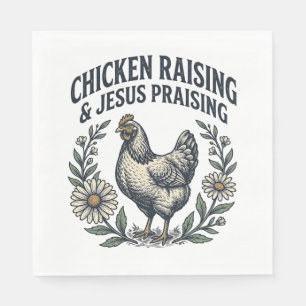 Serviette En Papier Élevage de poulets et louange à Jésus vintage poul