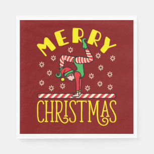 Serviette En Papier Elfe de gymnaste sur poutre Gymnastique Noël