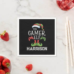 Serviette En Papier Elfe de jeu vidéo personnalisé pour Noël