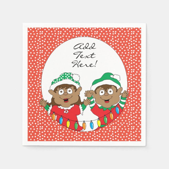 Serviette En Papier Elfes de Noël de couleur (Devant)