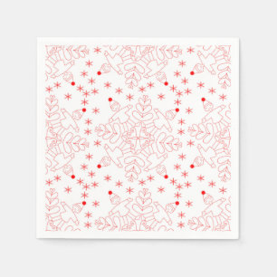 Serviette En Papier Elfes rouges et motif de flocon de neige