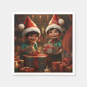 Serviette En Papier Elfs de Noël américains mexicains