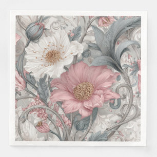 Serviette En Papier Elise Rose et Gris Jardin Nouveau