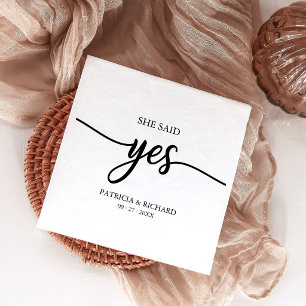 Serviette En Papier Elle A Dit Oui Black And White Engagement Party