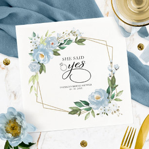 Serviette En Papier Elle A Dit Oui Dusty Blue Fête des mariées géométr
