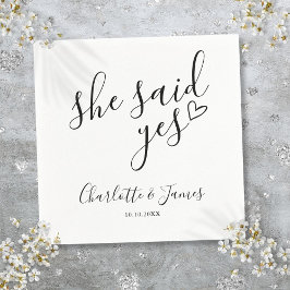 Serviette En Papier Elle A Dit Oui Engagement Partie Amour Coeur