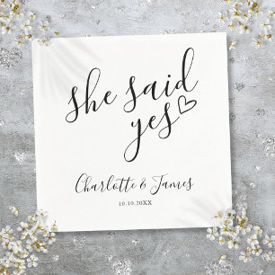 Serviette En Papier Elle A Dit Oui Engagement Partie Amour Coeur