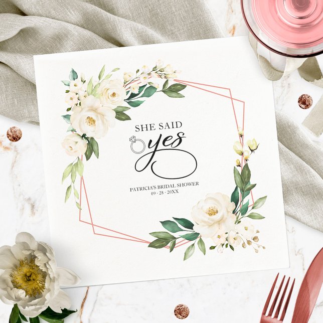 Serviette En Papier Elle A Dit Oui Fête des mariées Géométrique Verdur (Créateur téléchargé)