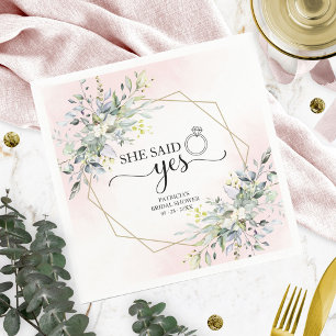 Serviette En Papier Elle A Dit Oui Fête des mariées Géométrique Verdur