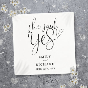 Serviette En Papier Elle A Dit Oui Partie Engagement Noir Et Blanc