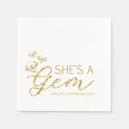 Serviette En Papier Elle a Gem - Gold Glam Anniversaire Napkins