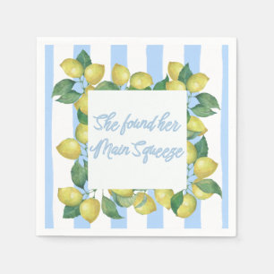 Serviette En Papier "Elle a trouvé son coup de cœur" Bleu et Citron