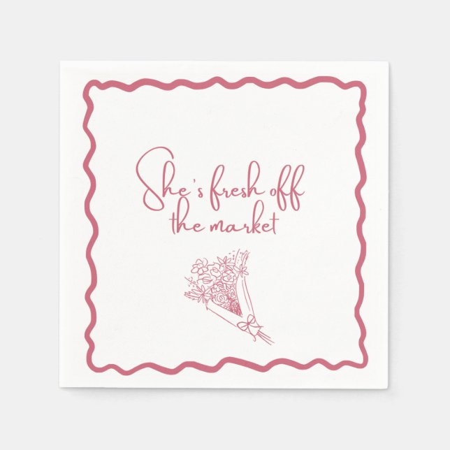 Serviette En Papier "Elle est fraîche du marché" Floral  (Devant)