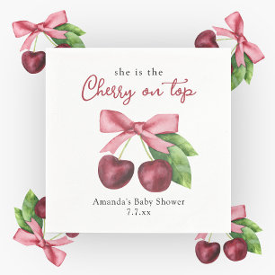 Serviette En Papier Elle est la cerise sur le gâteau baby shower