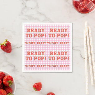 Serviette En Papier Elle est prête à éclater Baby Shower Rose Gingham