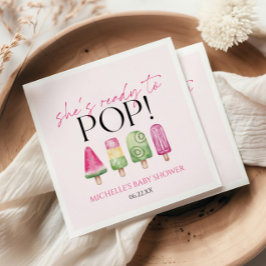 Serviette En Papier Elle est prête à pop ! Baby shower Popsicle