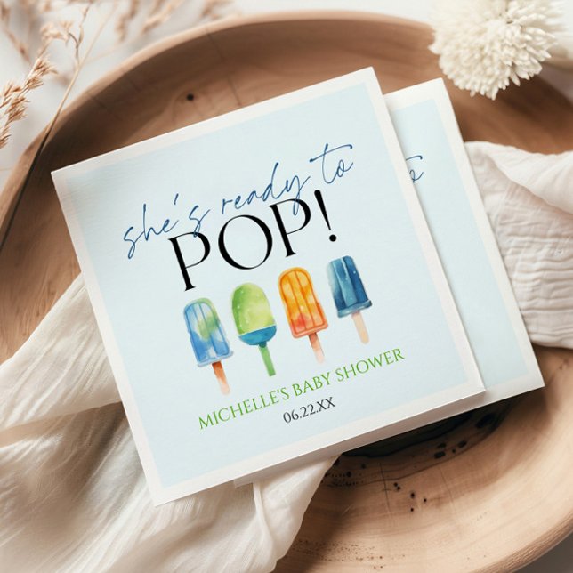 Serviette En Papier Elle est prête à pop ! Baby shower Popsicle (Créateur téléchargé)