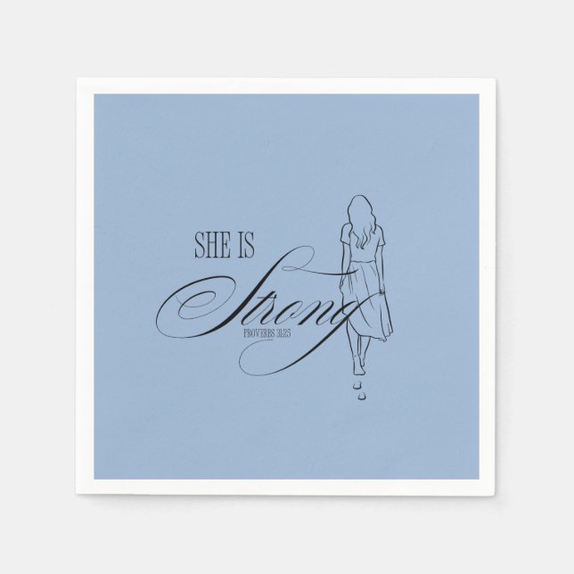 Serviette En Papier Elle est Proverbes forts 31:25 (Devant)