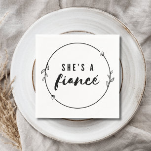 Serviette En Papier Elle est une Fiancé Élégant Engagement Fête de mar