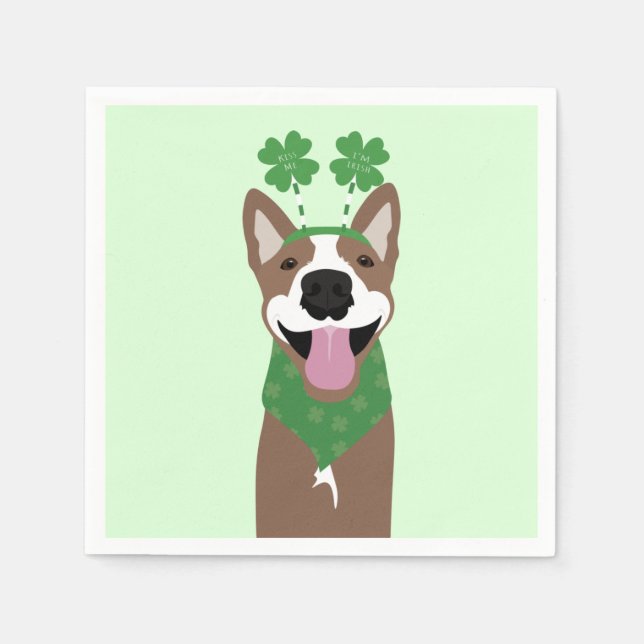 Serviette En Papier Embrasse-moi Je suis Irlandais Brown chien vert (Devant)