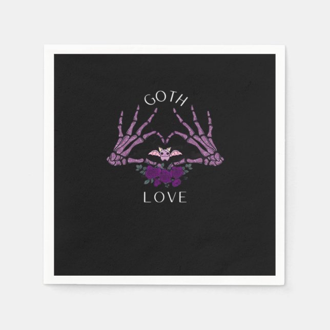 Serviette En Papier Embrassez Goth Skeleton Heart (Devant)