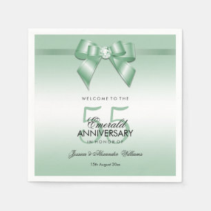 Serviette En Papier Emerald Gem Bow & Ribbon 55e anniversaire de Maria