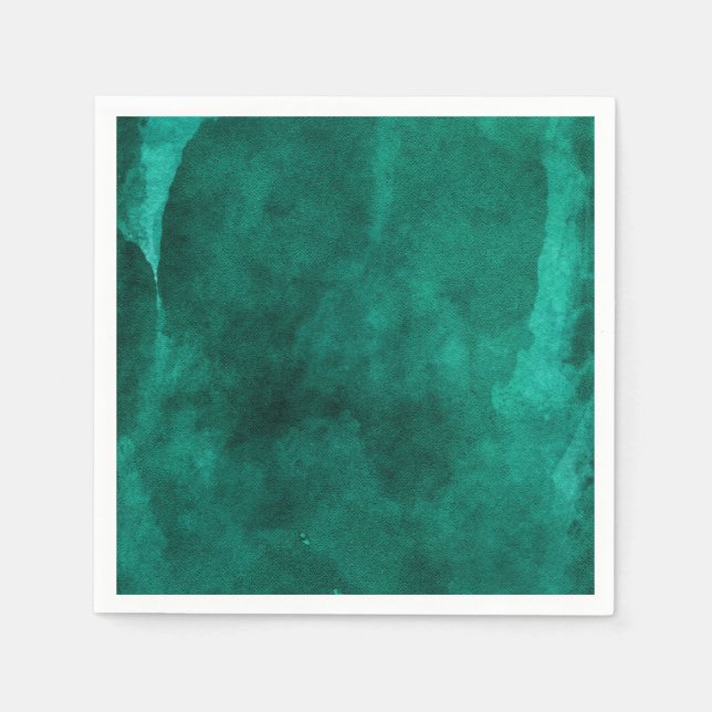 Serviette En Papier Emerald Green Aquarelle Élégante Mariage moderne (Devant)