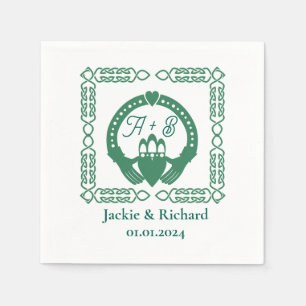 Serviette En Papier Emerald Green Celtic Knot Claddagh Mariage