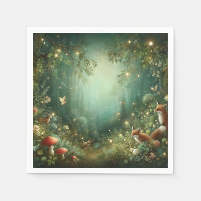 Serviette En Papier Emerald Green Enchanted Forest (Devant)
