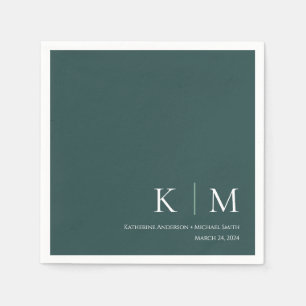 Serviette En Papier Emerald Green et White-Mariage-