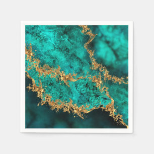 Serviette En Papier Emerald Jade Gold Splatter Abstrait