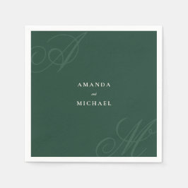 Serviette En Papier Emerald Modern Edge Élégant Mariage Monogramme