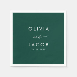 Serviette En Papier Émeraude vert aquarelle fleurie Mariage d'hiver