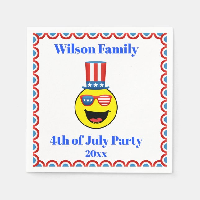 Serviette En Papier Emoji, Cool du parti 4 juillet (Devant)