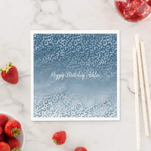Serviette En Papier Empreinte de léopard Aqua Blue Navy Ombre